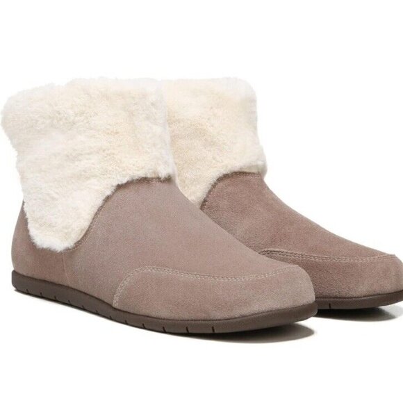 Vionic Maizie Brownie Suede Neoprene Bootie Womens 9 Arch Suppport New - Picture 2 of 7